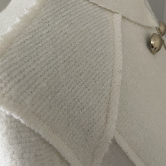 CHICOS Sz 1 (M-8/10) Ivory Military Jacket Boiled Wool Luxury Preppy Old Money - Picture 8 of 14